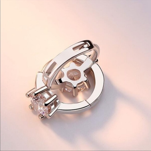 NEW 925 Sterling Silver Diamond Hoop Earrings - Picture 4 of 7